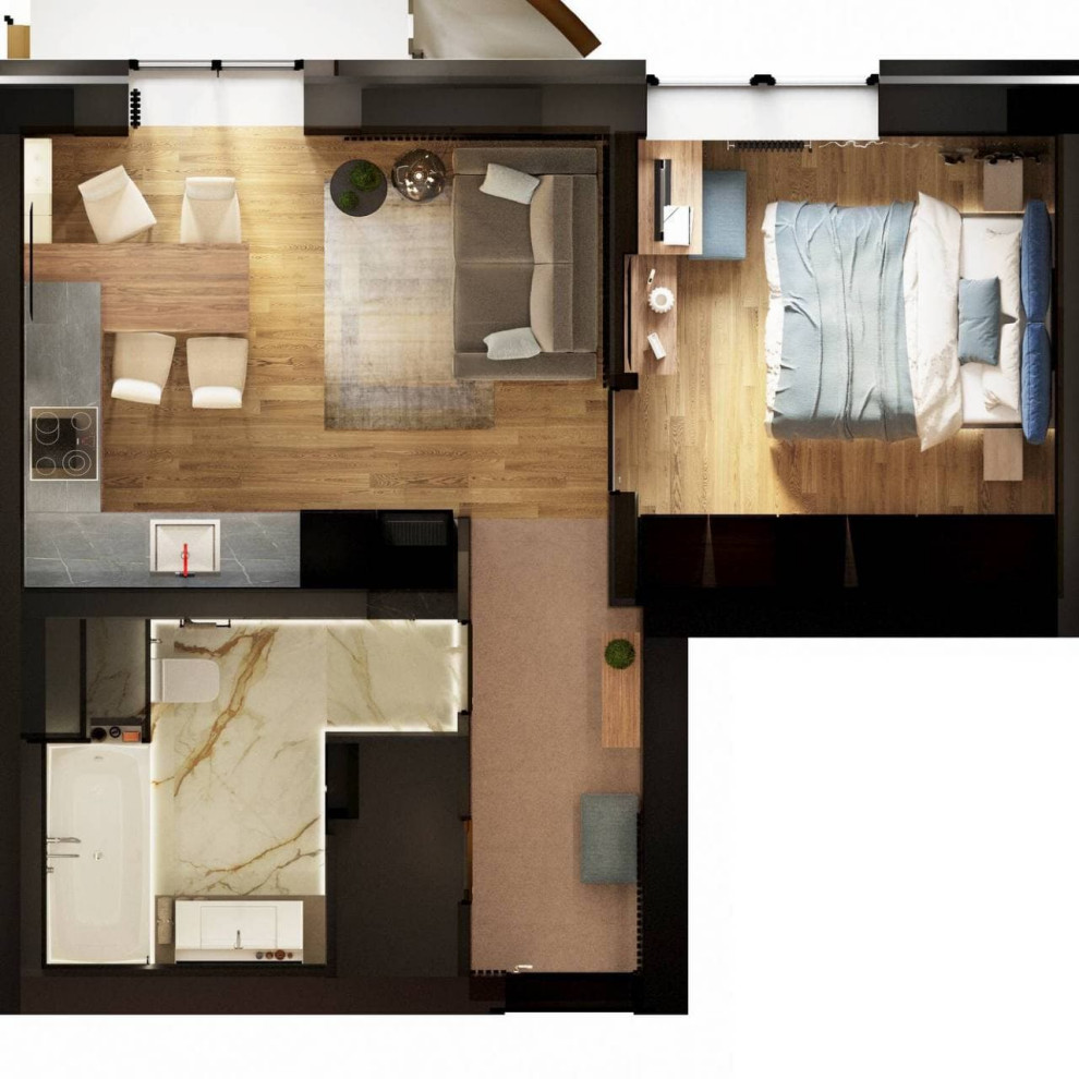 Функциональный интерьер 2ух комнатной квартиры