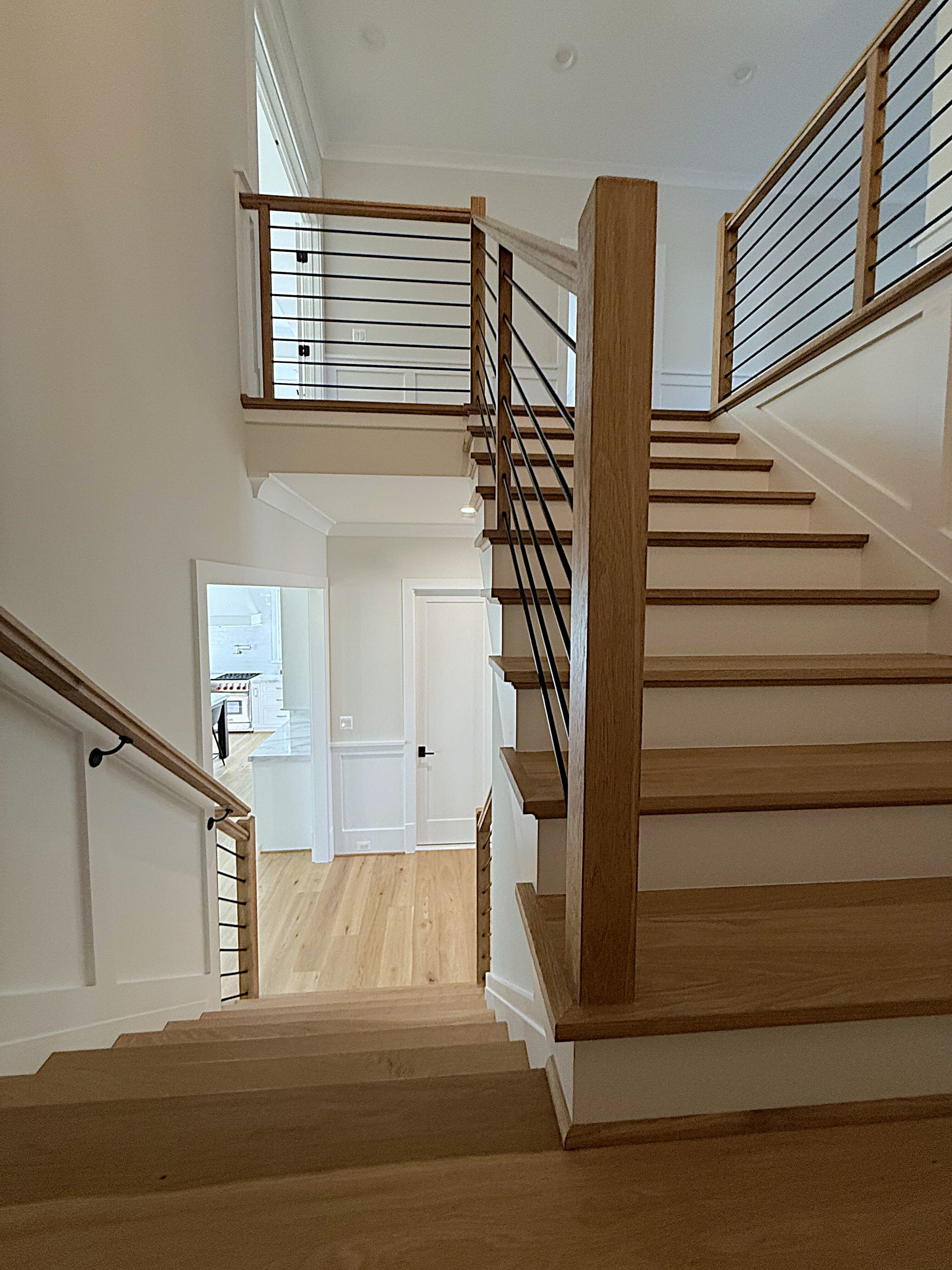 140_Modern White Oak Stair with Horizontal Bar Rail, Falls Church, VA 22043