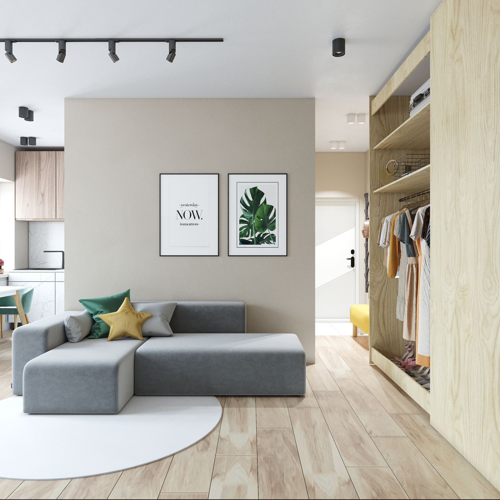 Большой вместительный шкаф выкатывается вперед.