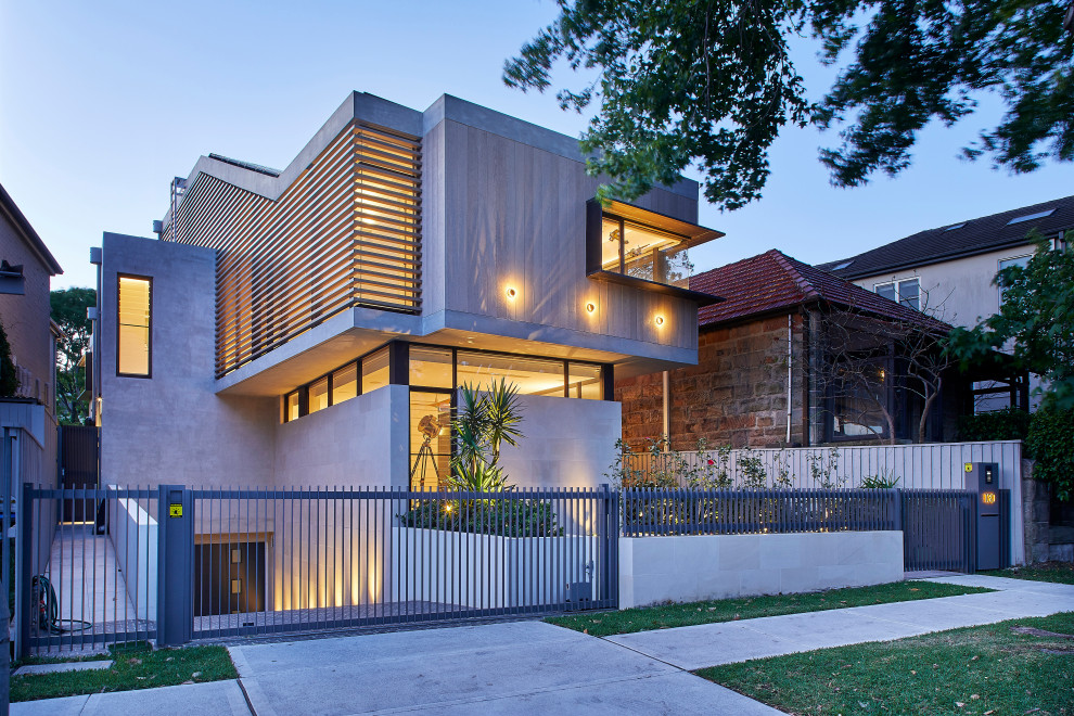 Inspiration for a contemporary two-storey house exterior in Sydney.