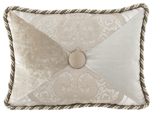 Pieced Pillow with Button Center 12" x 16" - PEWTER (12X16)