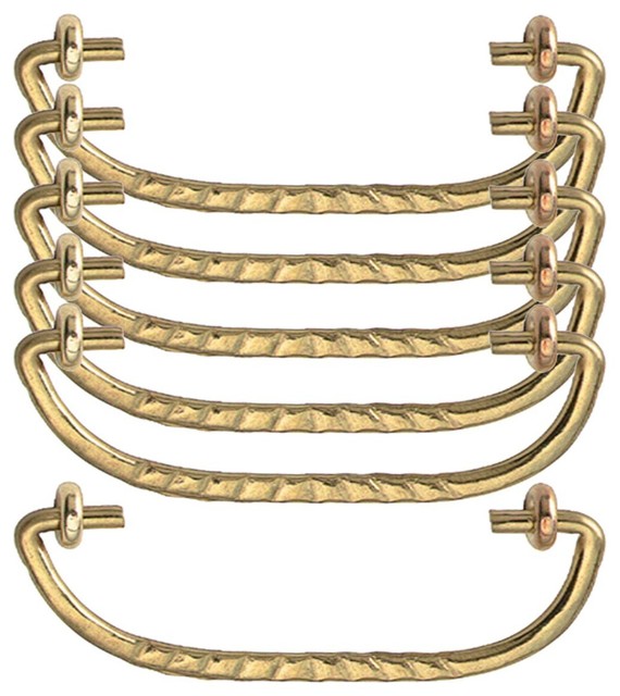 6 Solid Brass Bail Pulls Victorian Ribbed Traditional And