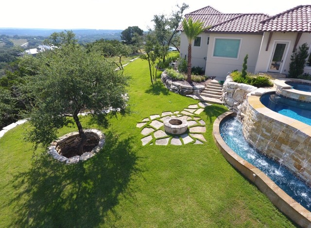 Custom Home in Bulverde traditional-courtyard