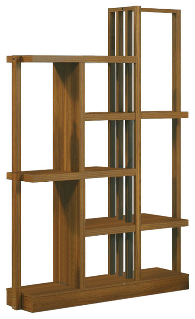 Contemporary Style Display Cabinet With 10 Open Shelves