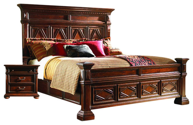 Lexington Fieldale Lodge Bedroom Set With Bed And Bedside Chest Queen