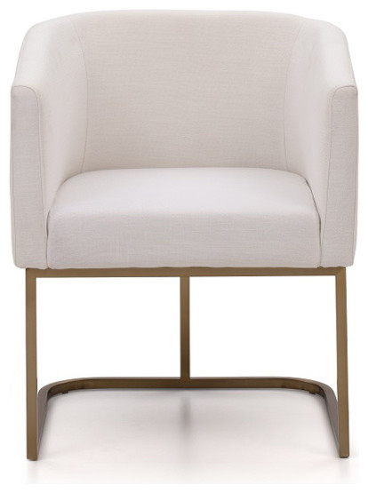 Modrest Yukon Modern White Fabric and Antique Brass Dining Chair