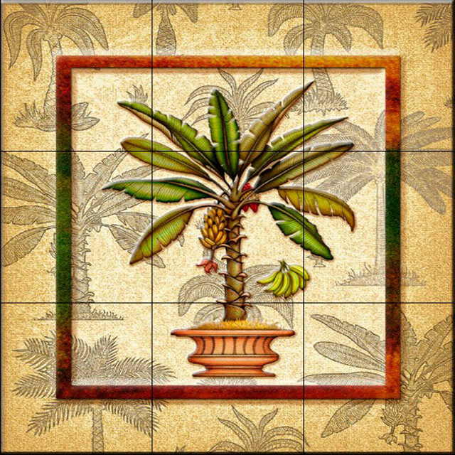Tile Mural - Banana Palm 3 - Kitchen Backsplash Ideas - Tropical - Tile