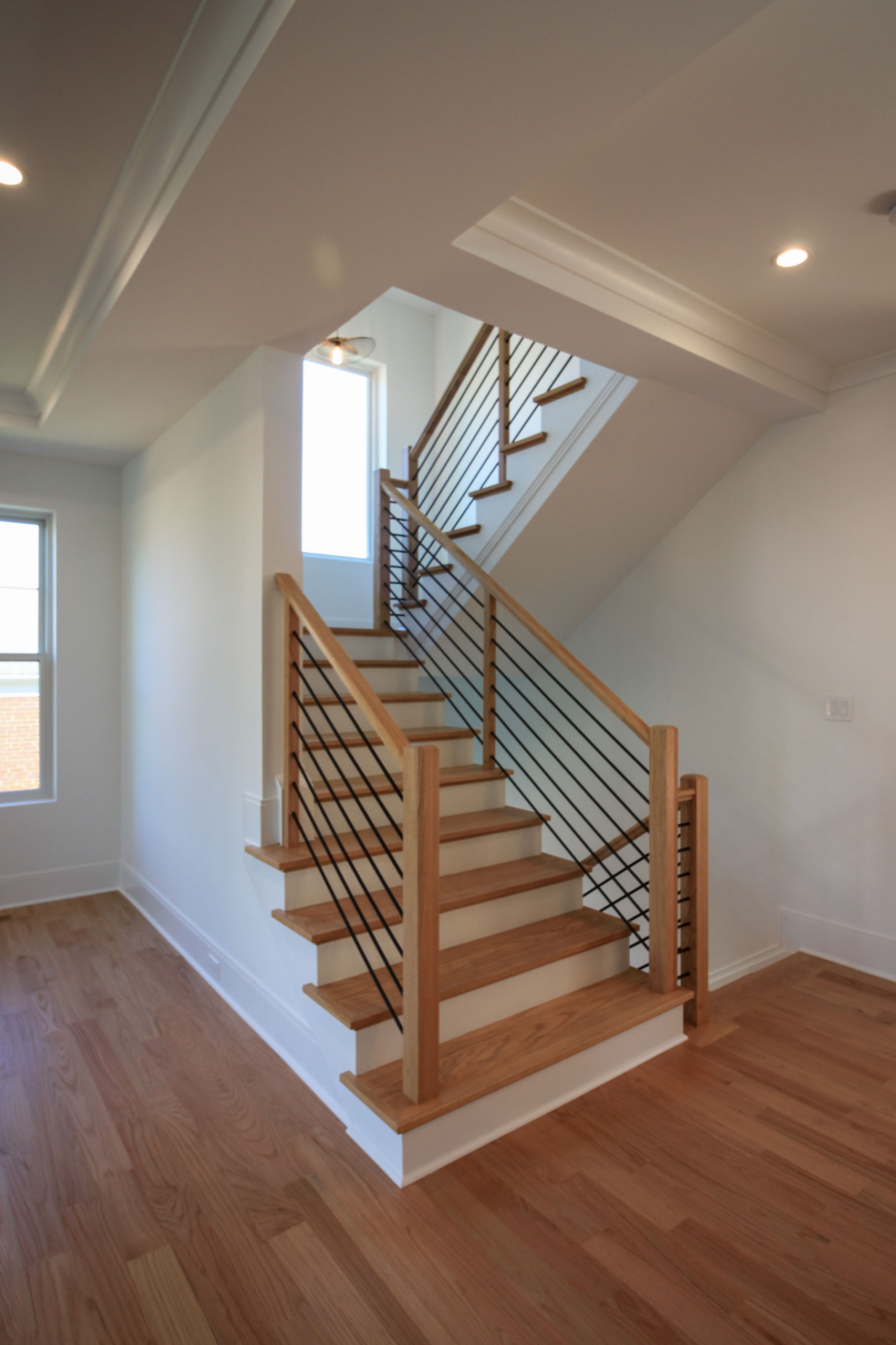 94_Neutral Color Floating Staircase with Metal Balusters, Bethesda MD 20817