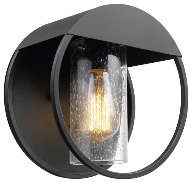 Neruda Black Outdoor Indoor Wall Sconce Seeded Glass Shade Industrial Lights And Sconces By Globe Electric Houzz Neruda Black Outdoor Indoor Wall Sconce, Outdoor Wall Lantern Sconce With Seeded Glass
