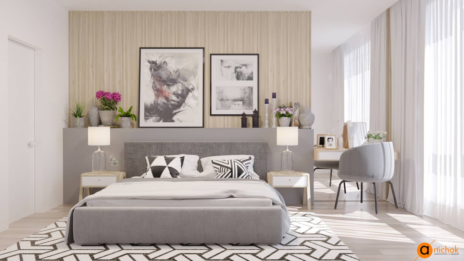 Спальня в бежевых тонах