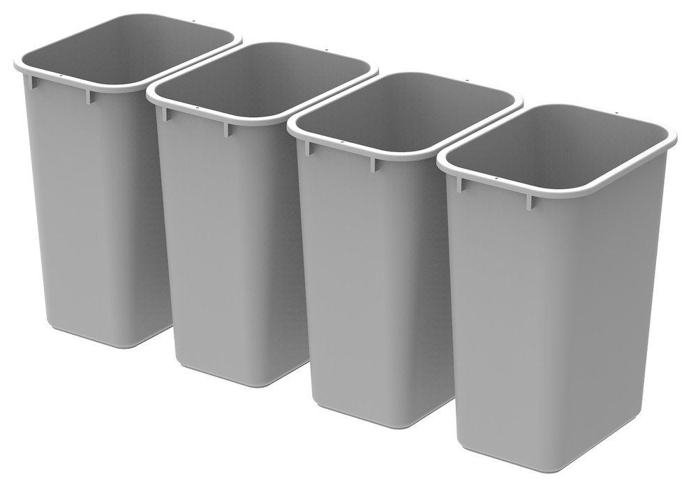 Large, Tall Waste Baskets, Case of 4, Gray Contemporary