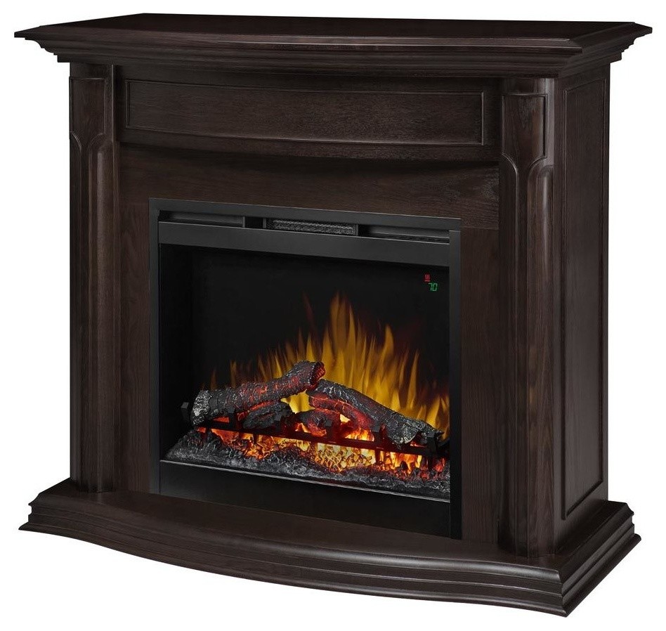 Colton Rectangular TV Stand with Crystal Fireplace for TV's up to 55 in Black