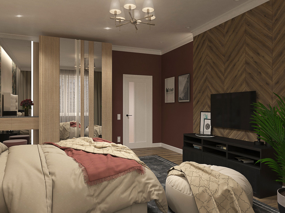 Спальня в бежевых тонах с бабочками