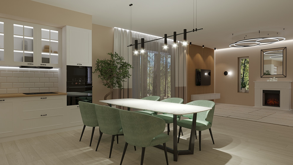 Кухня гостиная в частном доме