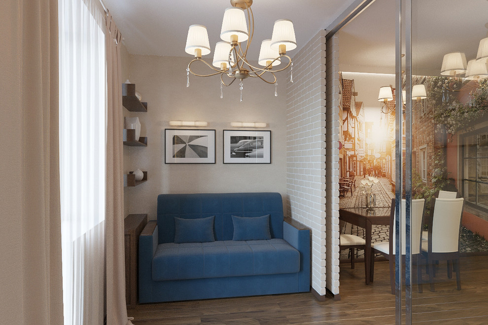 Кухня с небольшой гостиной зоной