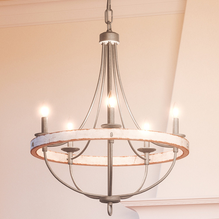Luxury Modern Farmhouse Chandelier, 26, Galvanized Steel Finish