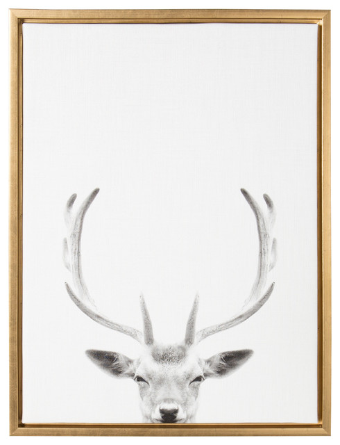 Sylvie Deer with Antlers Black and White Portrait