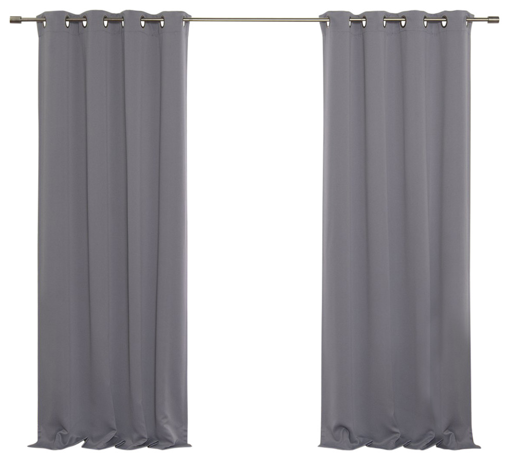 Flame Retardant Thermal Insulated Blackout Curtain, Grey, 52"x96"