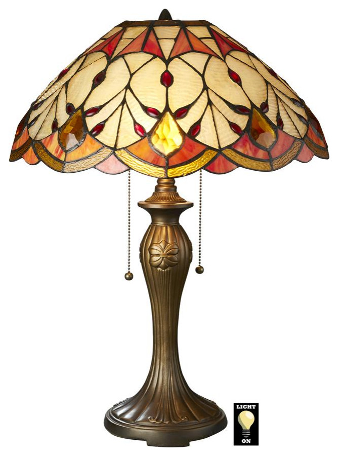 Design Toscano Flowing Buds Stained Glass Table Lamp Victorian