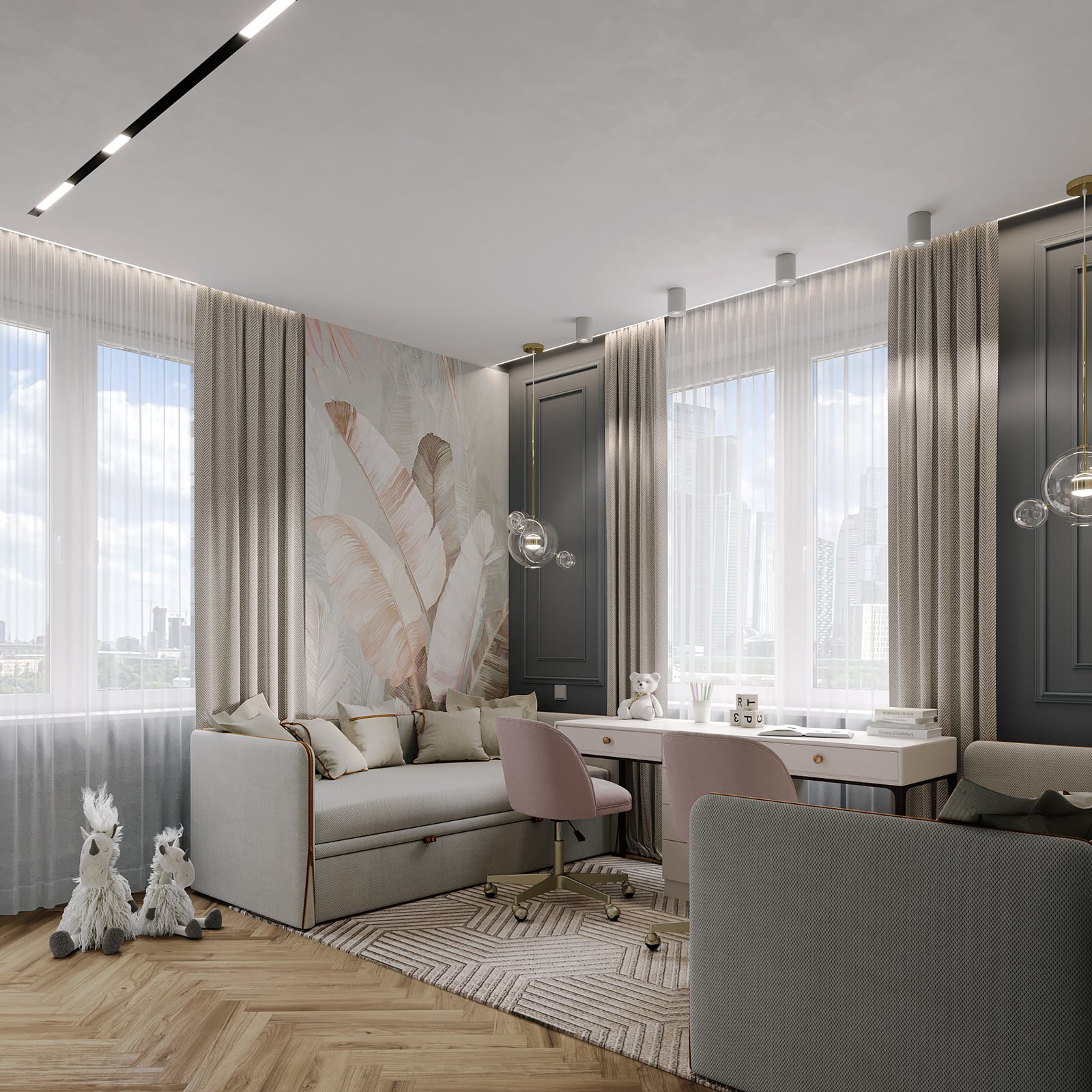 Детская комната в стиле неоклассика ЖК "Родной город"