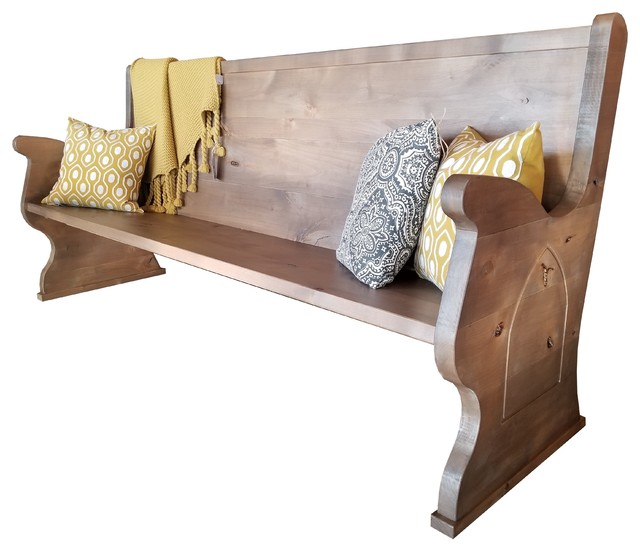 Rustic Church Pew Traditional Upholstered Benches by James and