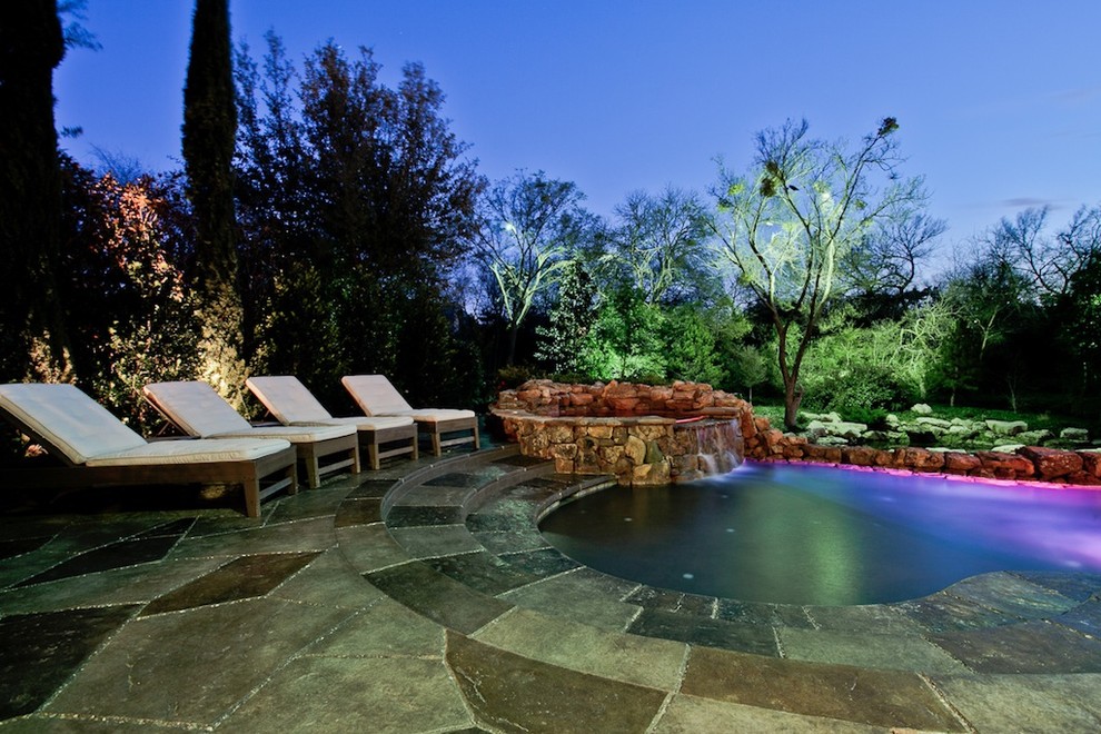Inspiration for a mediterranean pool in Dallas.