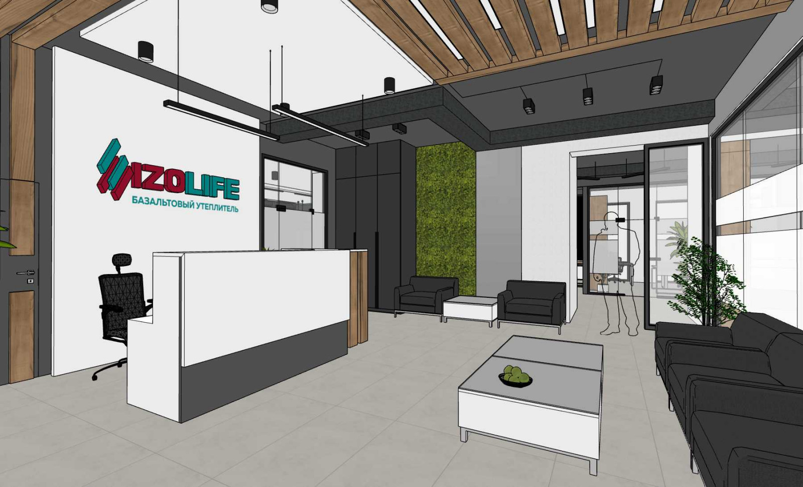 Офис для компании Изовол (экспресс-проект, скетчап)