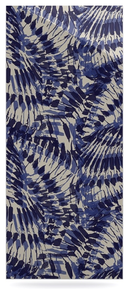 Gukuuki "Iggy Palms" Navy Blue Luxe Rectangle Panel, 9"x21"