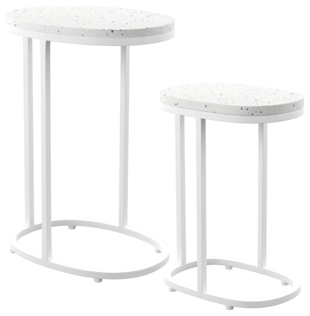 Barking Terrazzo Outdoor Nesting Tables 2Piece Set Contemporary