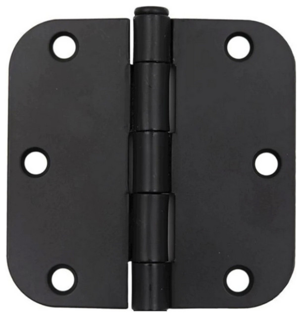 Matte Black Door Hinge 3.5" With 5/8" Radius Corners Traditional