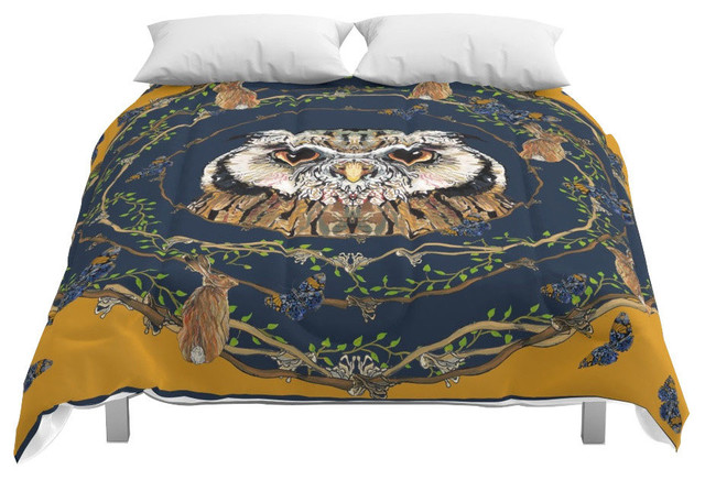 Society6 Woodland Owl Comforter Traditional Comforters And