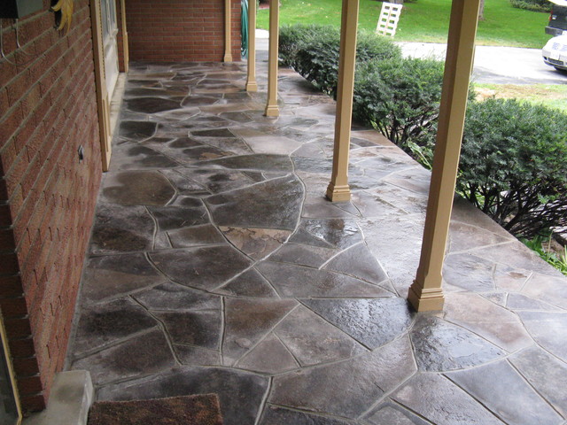 Random buff flagstone walkway - Rustic - Veranda - Other | Houzz UK