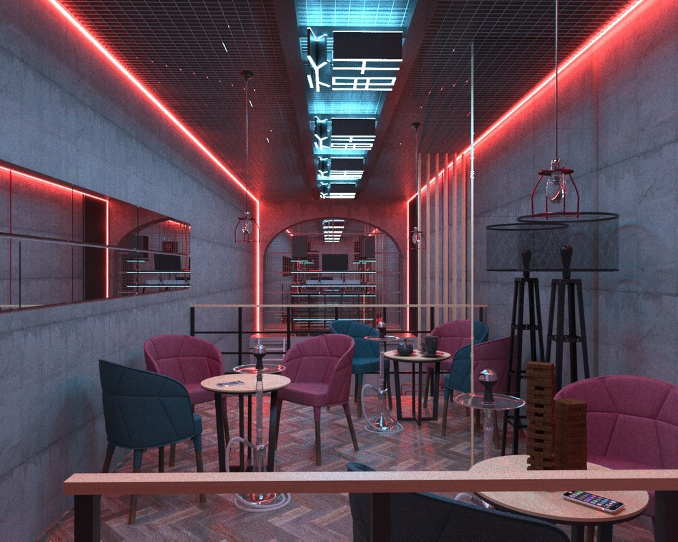 Дизайн интерьера кальянной "MANTIS" в г.Новосибирске