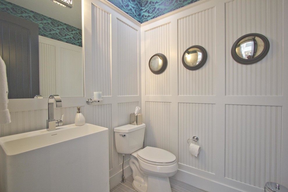 Design ideas for a transitional powder room in Grand Rapids.