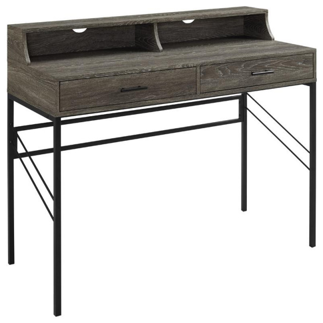 Vetti 44 2Drawer Desk with Hutch Cerused Ash Contemporary Desks