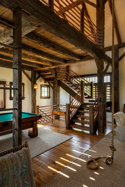 Game Room rustico-escalera