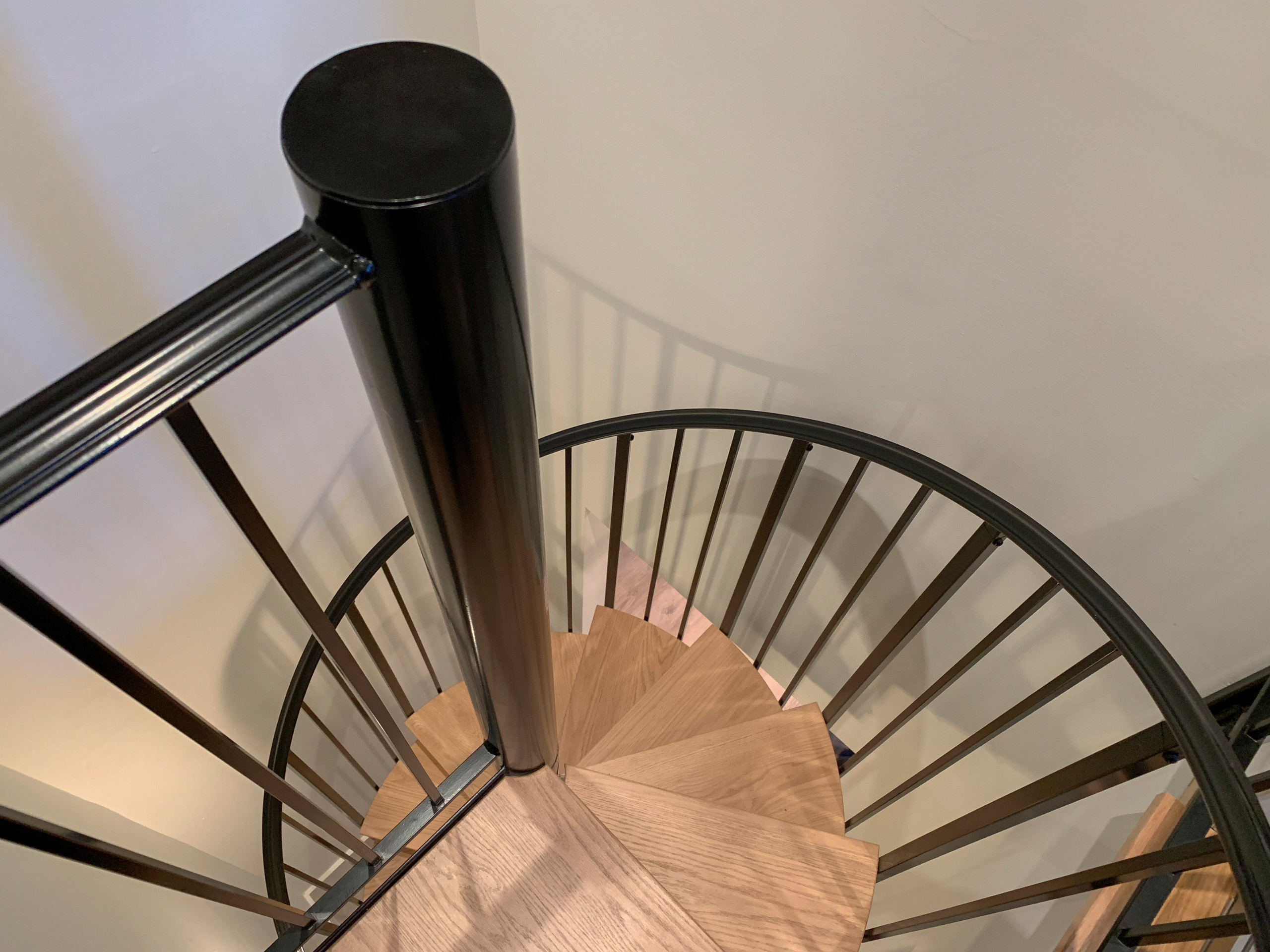 62_Natural Wood Treads & Jet-Black Metal Custom Spiral Stairway, Bethesda MD 208