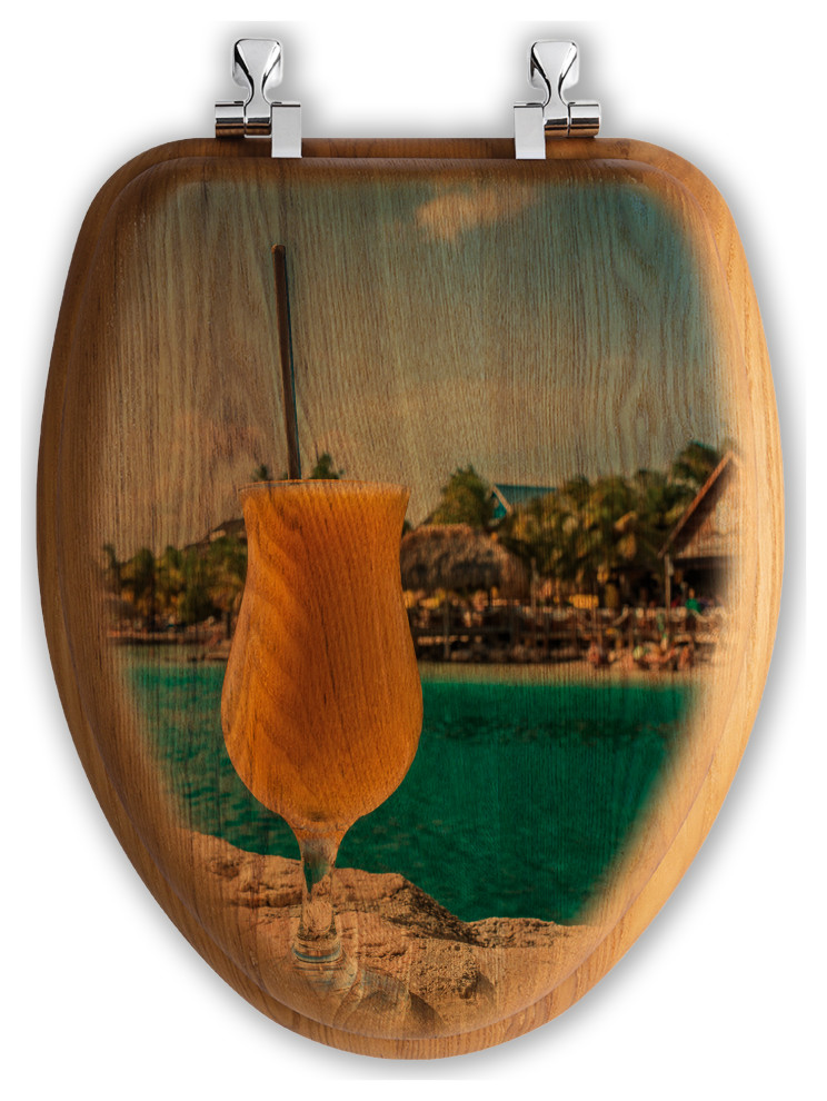 Oak Toilet Seat, Daiquiri Days Beach Style Toilet Seats by House
