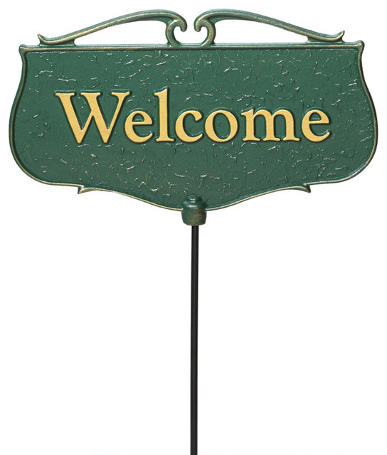 12"W x 7"H plus 17"stake "Welcome", Garden Poem Sign