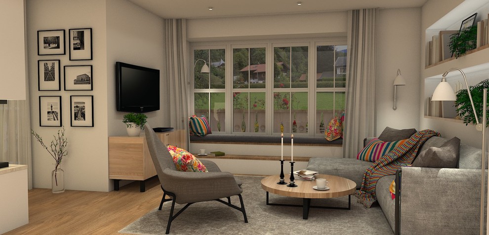 Visualisierungen - Wohnbereich mit Fenster-Sitzbank
