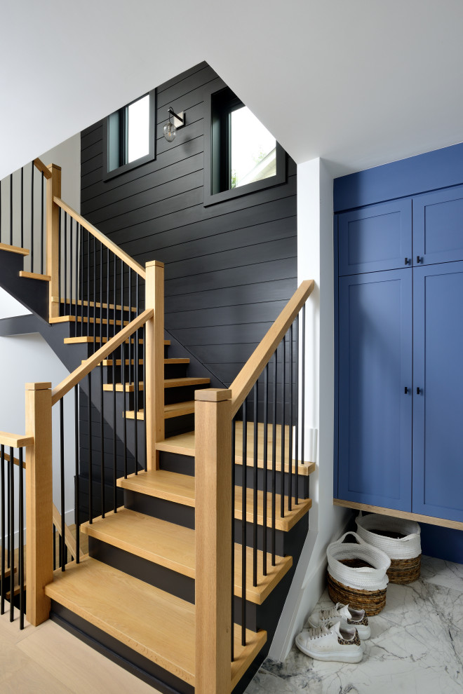 Inspiration for a coastal staircase remodel in Toronto