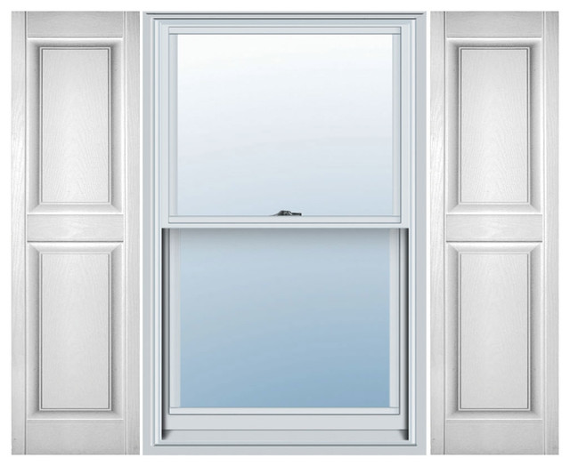 Custom Two Equal Panels, Raised Panel Shutters, Bright White