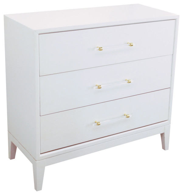 Orbis White Lacquer Hall Chest Transitional Accent Chests And