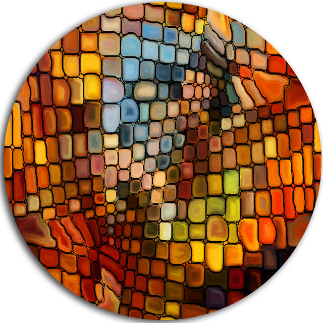 Dreaming Of Stained Glass, Abstract Round Wall Art Contemporary