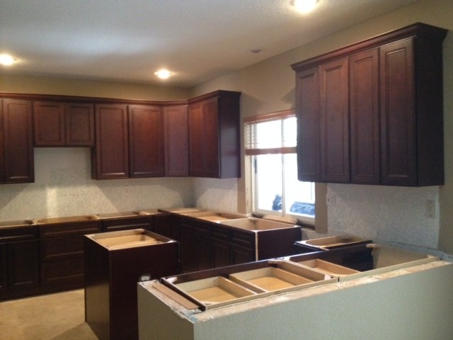Leah and Richard's New Traditional Brown Kitchen and Bathroom's