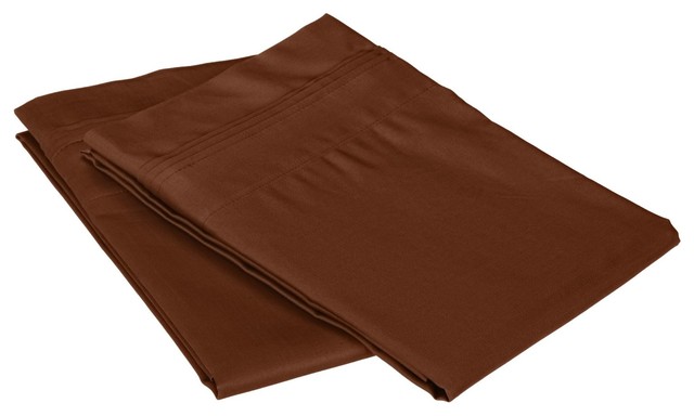 650-Thread Count Egyptian Cotton 2-Piece Standard Pillowcase Set, Chocolate