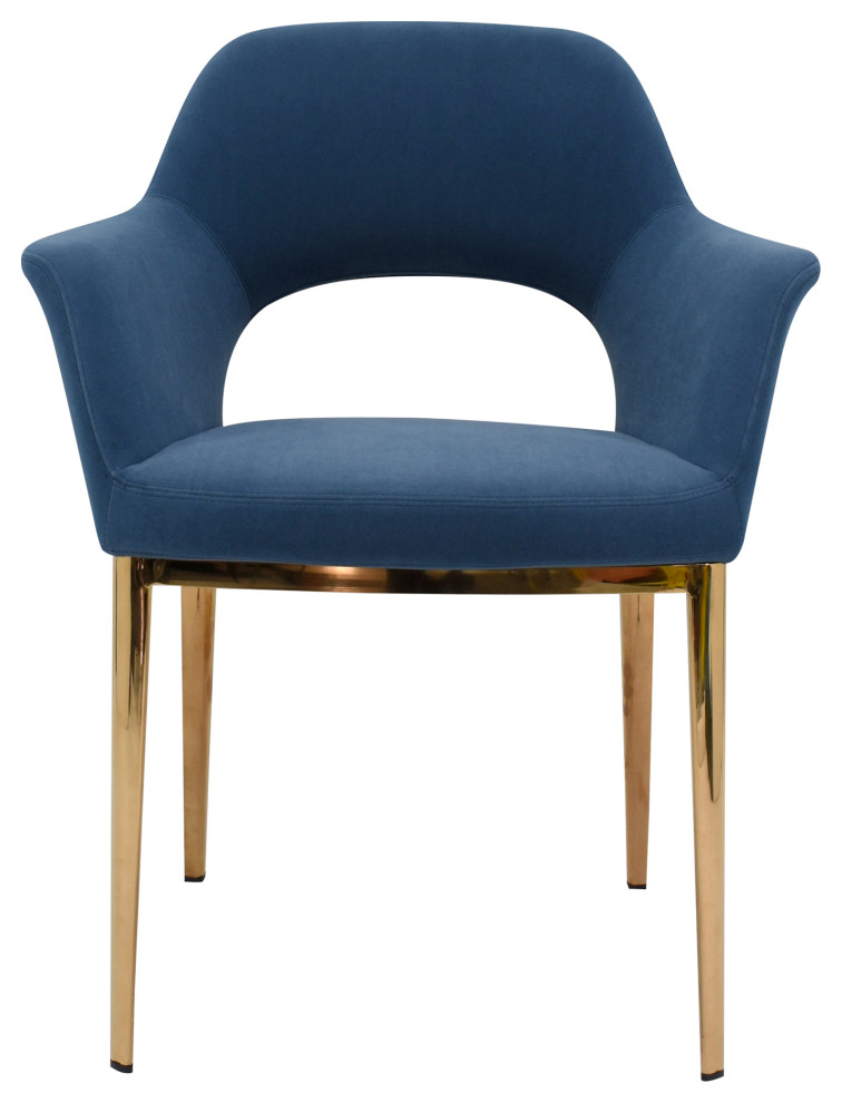 Retro Carmel Dining Chair Blue Velvet - Blue