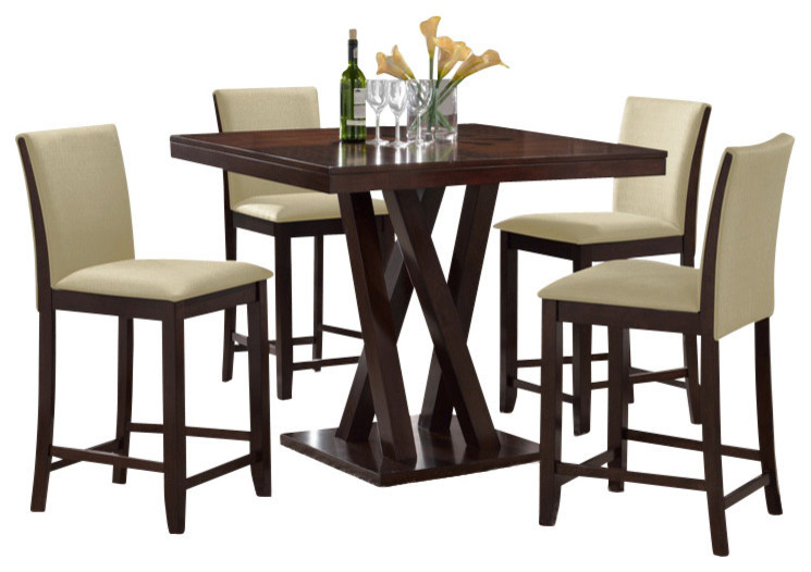 Baxton Studio Everdon Dark Brown 5 Piece Modern Pub Table, Set