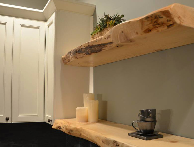 Mid-sized mountain style dark wood floor and brown floor dining room photo in Chicago with gray walls and no fireplace