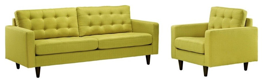 Modern Wheatgrass Empress Armchair and Sofa, 2-Piece Set